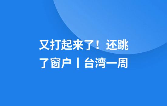 又打起来了！还跳了窗户丨台湾一周