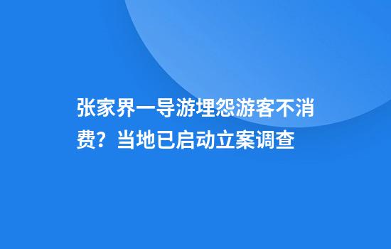 张家界一导游埋怨游客不消费？当地已启动立案调查