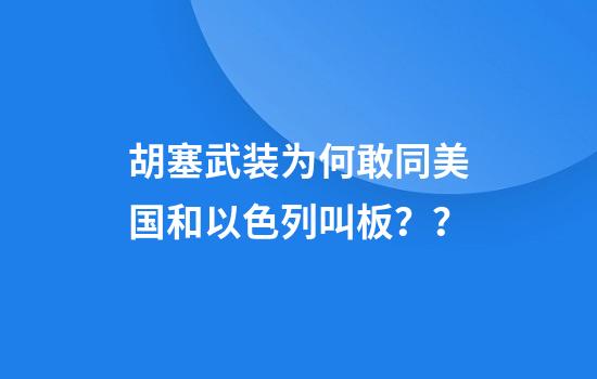 胡塞武装为何敢同美国和以色列叫板？？