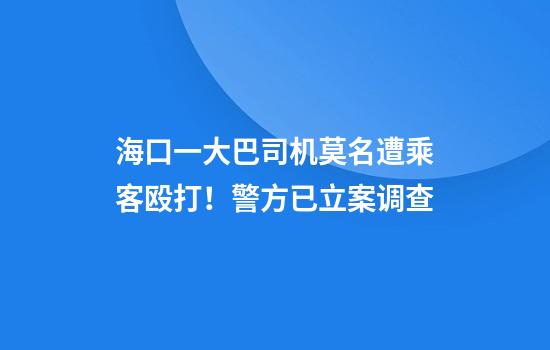 海口一大巴司机莫名遭乘客殴打！警方已立案调查