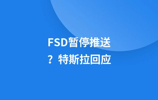 FSD暂停推送？特斯拉回应