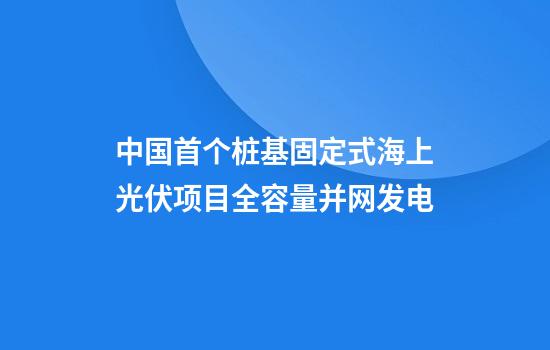 中国首个桩基固定式海上光伏项目全容量并网发电