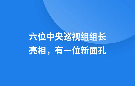 六位中央巡视组组长亮相，有一位新面孔