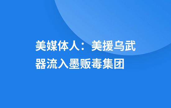 美媒体人：美援乌武器流入墨贩毒集团