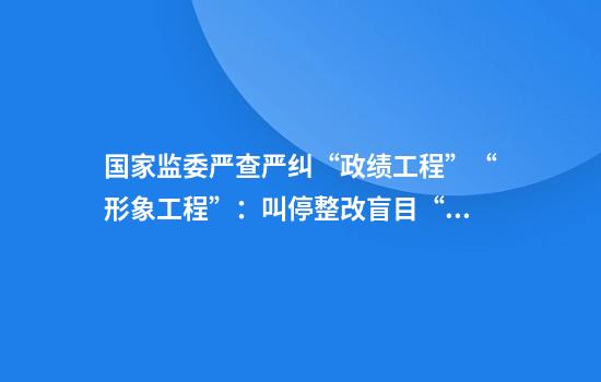 国家监委严查严纠“政绩工程”“形象工程”：叫停整改盲目“造景”项目700余个