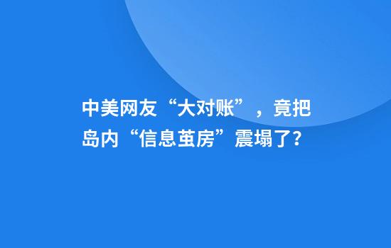 中美网友“大对账”，竟把岛内“信息茧房”震塌了？