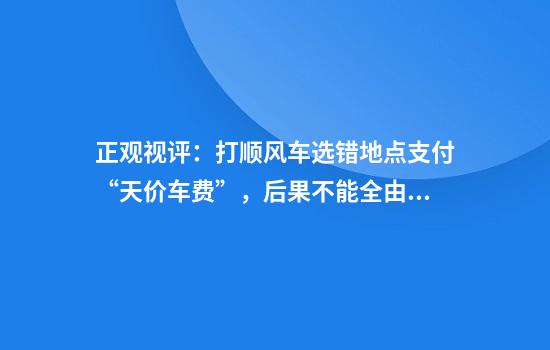 正观视评：打顺风车选错地点支付“天价车费”，后果不能全由司机承担