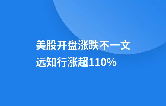 美股开盘涨跌不一文远知行涨超110%