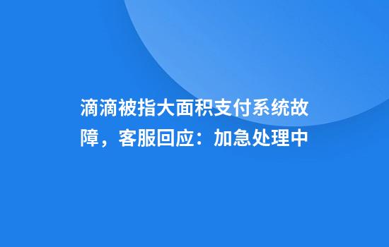 滴滴被指大面积支付系统故障，客服回应：加急处理中