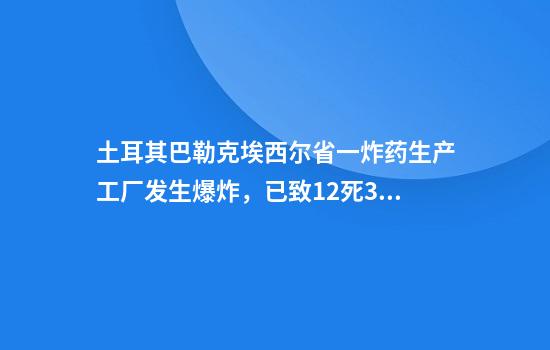 土耳其巴勒克埃西尔省一炸药生产工厂发生爆炸，已致12死3伤