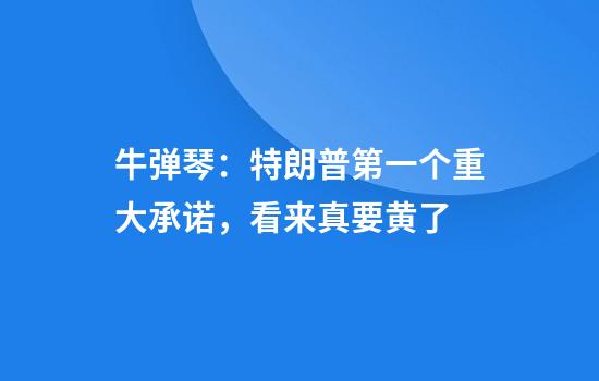 牛弹琴：特朗普第一个重大承诺，看来真要黄了