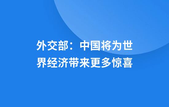外交部：中国将为世界经济带来更多惊喜