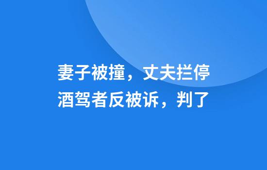 妻子被撞，丈夫拦停酒驾者反被诉，判了