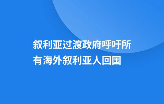 叙利亚过渡政府呼吁所有海外叙利亚人回国