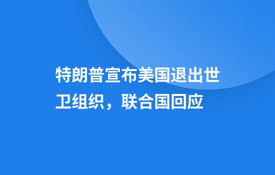 特朗普宣布美国退出世卫组织，联合国回应
