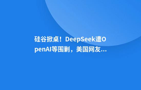 硅谷掀桌！DeepSeek遭OpenAI等围剿，美国网友都看不下去了