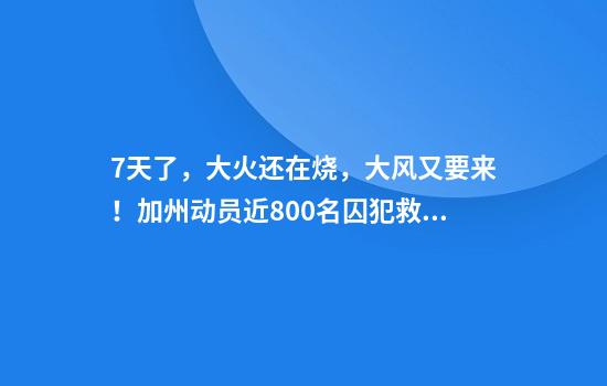 7天了，大火还在烧，大风又要来！加州动员近800名囚犯救火，每天收入5.8至10.2美元，还可减刑