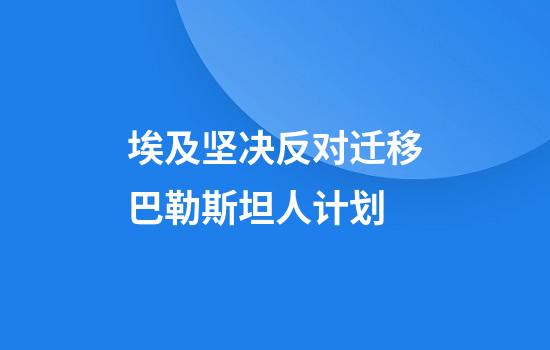埃及坚决反对迁移巴勒斯坦人计划