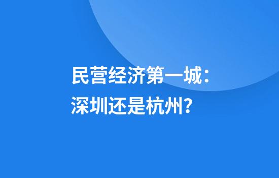 民营经济第一城：深圳还是杭州？