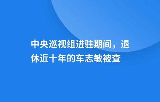 中央巡视组进驻期间，退休近十年的车志敏被查