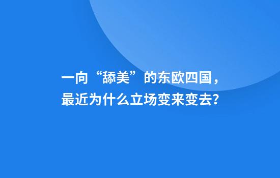 一向“舔美”的东欧四国，最近为什么立场变来变去？