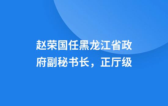 赵荣国任黑龙江省政府副秘书长，正厅级