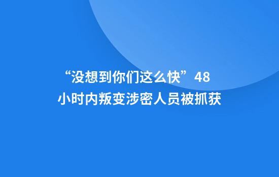 “没想到你们这么快”48小时内叛变涉密人员被抓获