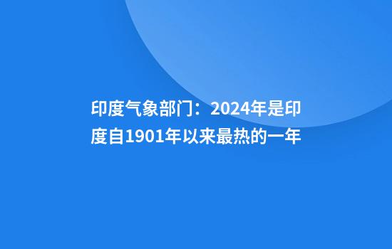 印度气象部门：2024年是印度自1901年以来最热的一年