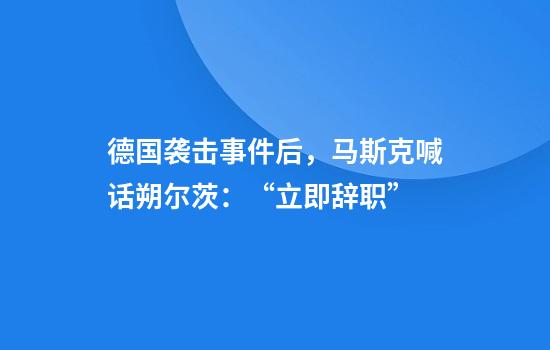 德国袭击事件后，马斯克喊话朔尔茨：“立即辞职”