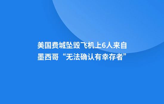 美国费城坠毁飞机上6人来自墨西哥“无法确认有幸存者”