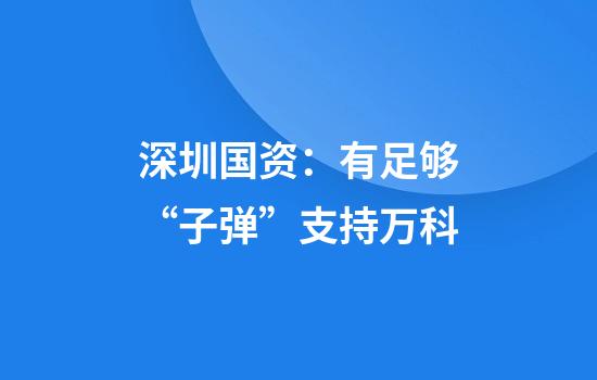 深圳国资：有足够“子弹”支持万科