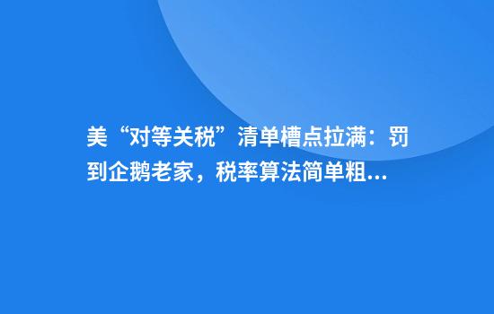 美“对等关税”清单槽点拉满：罚到企鹅老家，税率算法简单粗暴