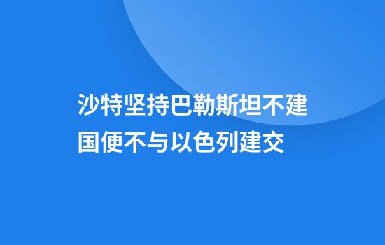 沙特坚持巴勒斯坦不建国便不与以色列建交