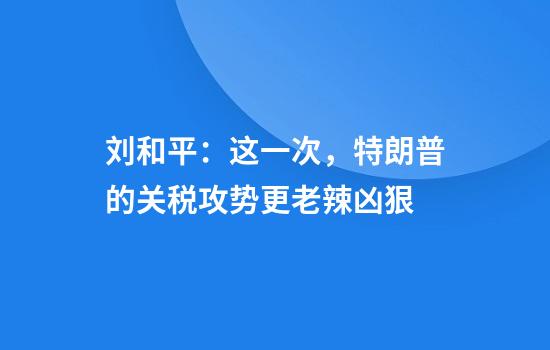 刘和平：这一次，特朗普的关税攻势更老辣凶狠