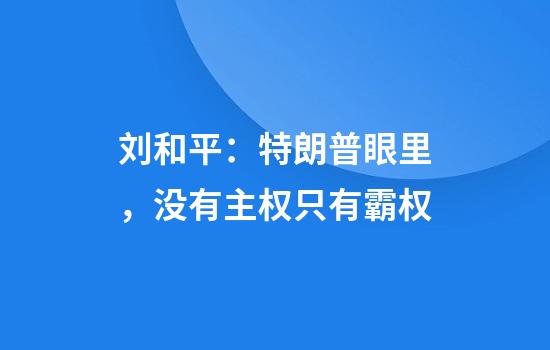 刘和平：特朗普眼里，没有主权只有霸权