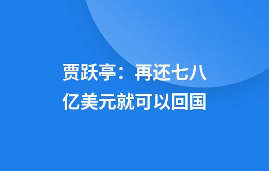 贾跃亭：再还七八亿美元就可以回国
