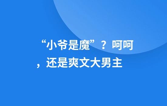“小爷是魔”？呵呵，还是爽文大男主