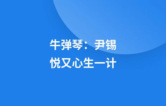 牛弹琴：尹锡悦又心生一计