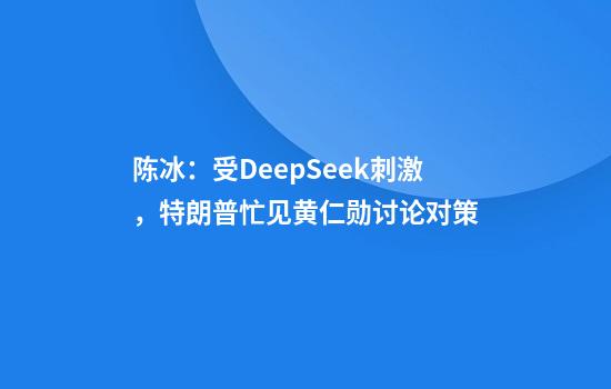 陈冰：受DeepSeek刺激，特朗普忙见黄仁勋讨论对策