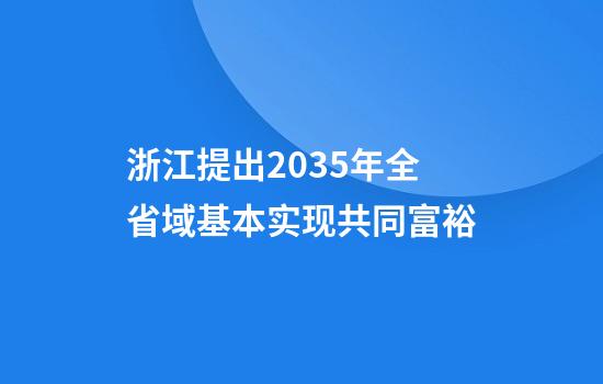 浙江提出2035年全省域基本实现共同富裕