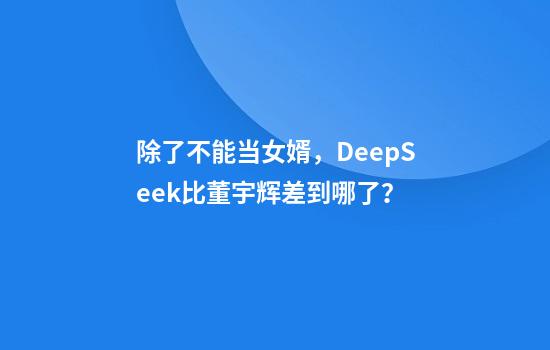 除了不能当女婿，DeepSeek比董宇辉差到哪了？