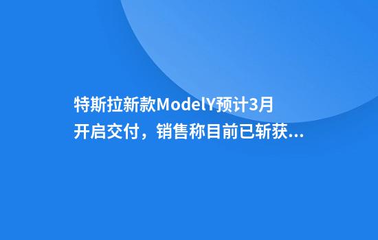 特斯拉新款ModelY预计3月开启交付，销售称目前已斩获10万订单，但还不能试驾