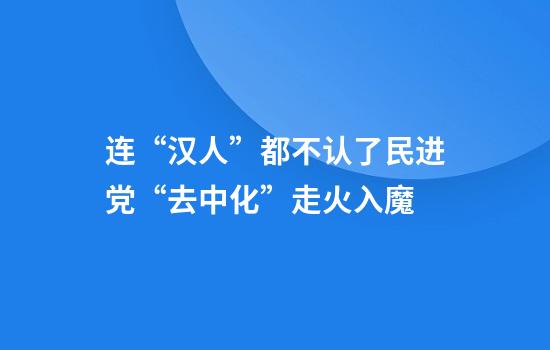 连“汉人”都不认了民进党“去中化”走火入魔