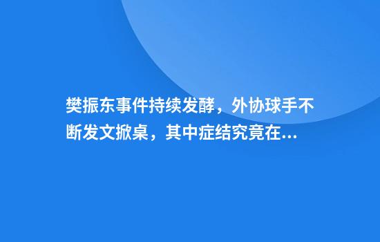 樊振东事件持续发酵，外协球手不断发文掀桌，其中症结究竟在哪