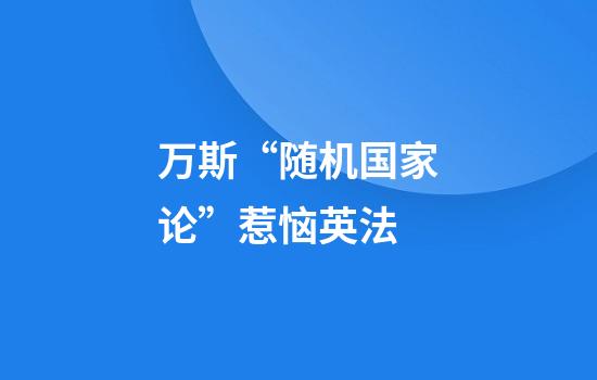 万斯“随机国家论”惹恼英法