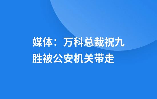 媒体：万科总裁祝九胜被公安机关带走