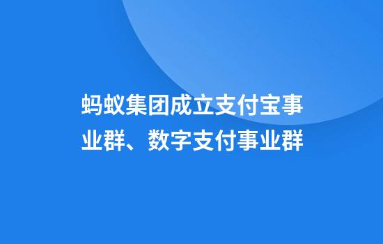 蚂蚁集团成立支付宝事业群、数字支付事业群