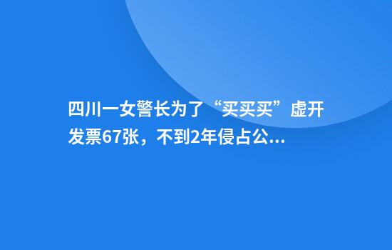 四川一女警长为了“买买买”虚开发票67张，不到2年侵占公款76万余元