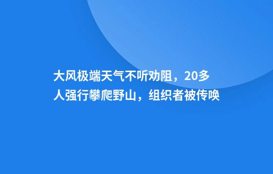 大风极端天气不听劝阻，20多人强行攀爬野山，组织者被传唤