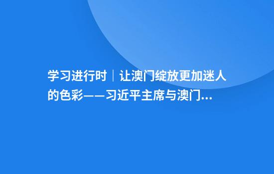 学习进行时｜让澳门绽放更加迷人的色彩——习近平主席与澳门的故事